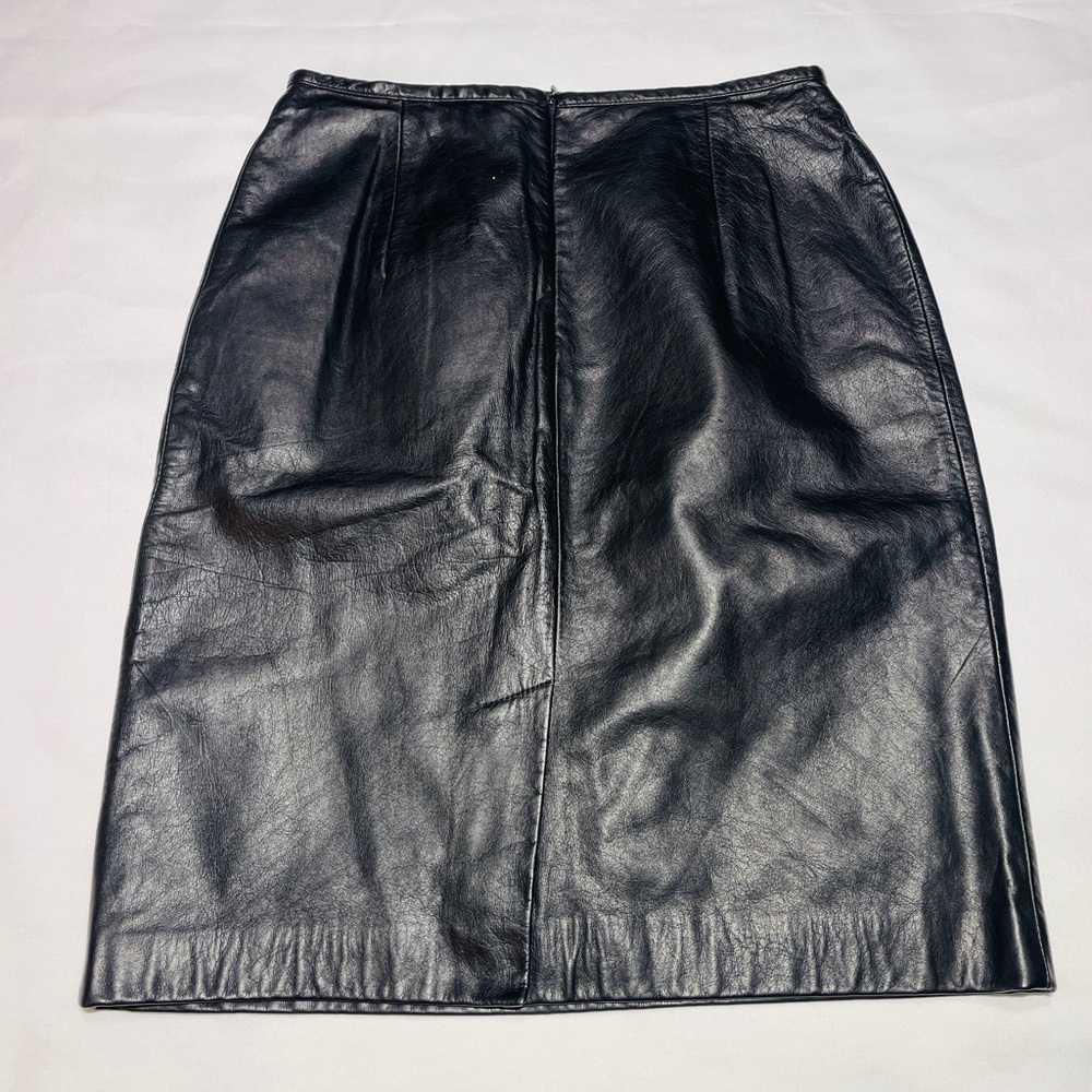 Ralph Lauren Black Leather Panel Pencil Skirt